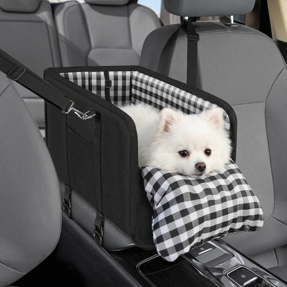 Safe Small Dog & Cat Car Travel Carrier with Safety Leash & Non-Slip Base